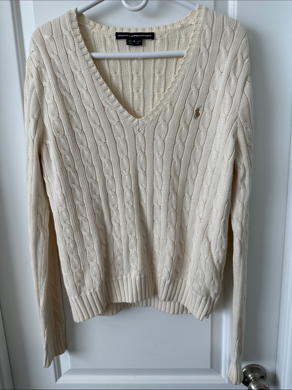 Ralph Lauren Cream Cable V-Neck Sweater